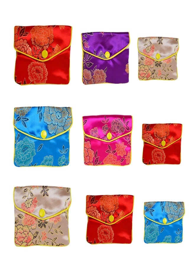 Baitaihem 9 Pack Jewelry Purse Pouch Gift Bags Chinese Silk Style Brocade Embroidered Bag,Multiple Colors(Small&Medium&Large) - Image 1